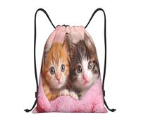 Sac À Dos À Cordon De Serrage Adorable Kittens in Pink Blanket, Close-Up Drawstring Bag Unisexe Gym Sacksacs De Gym Tout Âge pour Voyage L'École Gymnastique