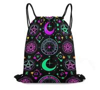 Sac À Dos À Cordon De Serrage Adultes Gothique Trippant Violet Soleil Lune Magie Alchimique Cosmique Sorcière Sorcière Tout Âge Drawstring Bag Moderne Sacs De Sport pour L'École Plage Voyage