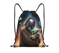 Sac à dos à cordon de serrage amusant Baby Yoda pour le sport, le yoga, la natation, la randonnée - DFB1331 Noir