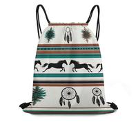 Sac À Dos À Cordon De Serrage Art Ethnique Équestre Amérindien du Sud-Ouest Moderne Drawstring Bag Tout Âge Sac À Dos avec Cordon pour Gymnastique Voyage Plage