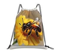 Sac À Dos À Cordon De Serrage Bee and Flower Print Sac À Dos avec Cordon Imperméable Gym Sacksacs De Gym Léger pour Natation Plage L'École