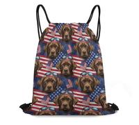 Sac À Dos À Cordon De Serrage Chien Chesapeake Bay Retriever Drapeau Américain Tout Âge Sac À Dos avec Cordon Moderne Gym Sacksacs De Gym pour Voyage Plage Natation