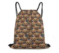 Sac À Dos À Cordon De Serrage Chien Golden Retriever Drapeau Américain Unisexe Sacs De Sport Moderne Sac À Dos avec Cordon pour Voyage Plage Gymnastique