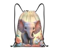 Sac À Dos À Cordon De Serrage Cute Elephant Florals Fantasies Drawstring Bag Imperméable Gym Sacksacs De Gym Unisexe Sacs De Sport pour Plage Voyage L'École