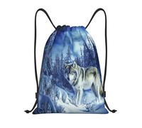 Sac À Dos À Cordon De Serrage Digital Painting of Snowy Wolf Landscape Gym Sacksacs De Gym Imperméable Drawstring Bag Tout Âge pour L'École Plage Natation