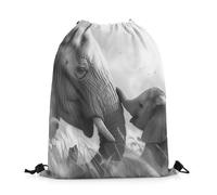 Sac À Dos À Cordon De Serrage Éléphant D'Afrique, Animal Sauvage, Famille D'Éléphants en 3D Drawstring Bag Unisexe Sacs De Sport Léger pour Plage Gymnastique Voyage