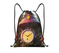 Sac À Dos À Cordon De Serrage Fantasies Forests Clock Mushroom Fantasies Scene Photograph Sac À Dos avec Cordon Unisexe Gym Sacksacs De Gym Moderne pour Natation Voyage L'École
