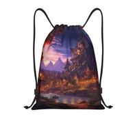 Sac À Dos À Cordon De Serrage Fantasies Town Drawstring Bag Unisexe Sacs De Sport Tout Âge pour L'École Natation Voyage