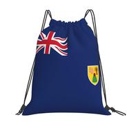Sac À Dos À Cordon De Serrage Flag of The Turks and Caicos Islands Print Sacs De Sport Imperméable Sac À Dos avec Cordon Léger pour Gymnastique Natation Plage