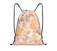 Sac À Dos À Cordon De Serrage Fleurs Printanières sur Fond Rose Sac À Dos avec Cordon Imperméable Drawstring Bag Unisexe Backpack pour l'École Gymnastique Natation