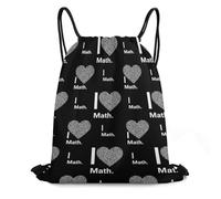 Sac À Dos À Cordon De Serrage I Like Les Maths Cœur Noir Imperméable Drawstring Bag Unisexe Sacs De Sport pour Voyage Plage Gymnastique