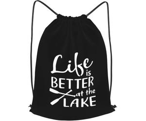 Sac À Dos À Cordon De Serrage Life is Better At The Lake Drawstring Bag Unisexe Sac À Dos avec Cordon Moderne Gym Sacksacs De Gym pour Plage Gymnastique L'École
