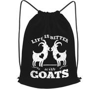 Sac À Dos À Cordon De Serrage Life is Better with Goats Sacs De Sport Imperméable Sac À Dos avec Cordon Unisexe Drawstring Bag pour Voyage Plage Natation