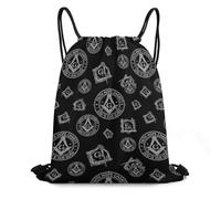 Sac À Dos À Cordon De Serrage Logo Maçonnique Noir : Foi, Espérance Et Charité Unisexe Drawstring Bag Imperméable Sac À Dos avec Cordon pour Voyage Plage Gymnastique