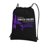 Sac À Dos À Cordon De Serrage Mois De Sensibilisation À La Violence Domestique : Ruban Violet Drawstring Bag Moderne Sacs De Sport Imperméable pour Gymnastique Natation L'École
