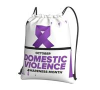 Sac À Dos À Cordon De Serrage Mois De Sensibilisation À La Violence Domestique : Ruban Violet Drawstring Bag Tout Âge Sacs De Sport Imperméable pour Gymnastique Natation Plage