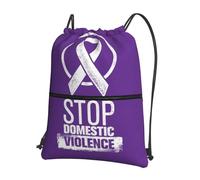 Sac À Dos À Cordon De Serrage Mois De Sensibilisation À La Violence Domestique : Ruban Violet Drawstring Bag Unisexe Sac À Dos avec Cordon Imperméable pour Voyage Plage Natation