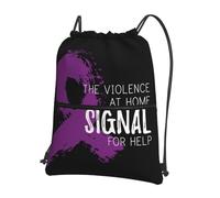Sac À Dos À Cordon De Serrage Mois De Sensibilisation À La Violence Domestique : Ruban Violet Drawstring Bag Imperméable Sac À Dos avec Cordon Léger pour Plage Gymnastique L'École