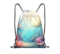 Sac À Dos À Cordon De Serrage Monde sous-Marin Maritime Sac À Dos avec Cordon Imperméable Drawstring Bag Tout Âge Backpack pour l'École Plage Natation