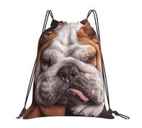 Sac à dos à cordon de serrage, motif bouledogue anglais, muselière, animaux de compagnie, chiens endormis, sac de sport, sac de sport, sac à cordon résistant à l'eau pour femmes et hommes