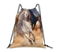Sac à dos à cordon de serrage, motif cheval sauvage courant contre une tempête de sable, sac de sport, sac de sport, sac à cordon résistant à l'eau pour femmes et hommes