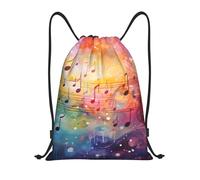 Sac À Dos À Cordon De Serrage Motif De Notes Coloré Backpack Unisexe Drawstring Bag Léger Sac À Dos avec Cordon pour Gymnastique Plage Natation