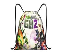 Sac à dos à cordon de serrage Motif Plantes vs. Zombies, idéal pour le sport, le yoga, la natation, la randonnée - DFB1719 Noir