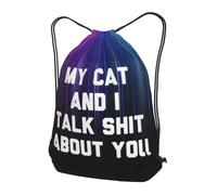 Sac À Dos À Cordon De Serrage My Cat and I Talk Shit About You Gym Sacksacs De Gym Imperméable Sacs De Sport Tout Âge Drawstring Bag pour Gymnastique Plage Natation