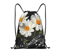 Sac À Dos À Cordon De Serrage Notes De Musique Fleur Motif Floral Moderne Gym Sacksacs De Gym Tout Âge Sacs De Sport pour Gymnastique Natation Voyage
