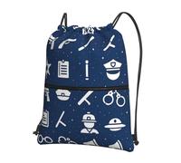 Sac À Dos À Cordon De Serrage Police Pattern Drawstring Bag Imperméable Gym Sacksacs De Gym Léger Sacs De Sport pour Plage Natation Voyage