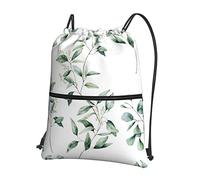 Sac à dos à cordon de serrage pour loisirs de plein air avec brindille de verdure naturelle blanche =>> 15,3 x 18 pouces / 39 x 46 cm (LXH), bon pour les voyages, les bagages à main, les bagages, le
