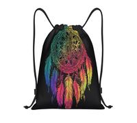 Sac À Dos À Cordon De Serrage Rainbow Dream Catcher with Feathers Illustration Sac À Dos avec Cordon Tout Âge Sacs De Sport Unisexe pour L'École Gymnastique Natation