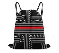 Sac À Dos À Cordon De Serrage Red Line Flag USA Les Vies des Pompiers Comptent Moderne Drawstring Bag Imperméable Sac À Dos avec Cordon pour Voyage Plage L'École