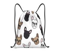 Sac À Dos À Cordon De Serrage Seamless Pattern of French Bulldog Faces Gym Sacksacs De Gym Unisexe Drawstring Bag Léger pour L'École Gymnastique Voyage