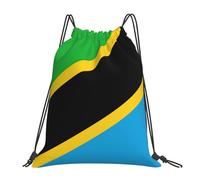 Sac À Dos À Cordon De Serrage Tanzania Flag Print Sacs De Sport Unisexe Drawstring Bag Léger pour Plage L'École Natation