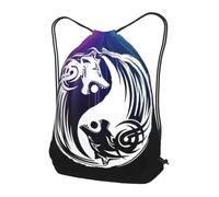 Sac À Dos À Cordon De Serrage The Wolf of Yin and Yang Drawstring Bag Unisexe Sac À Dos avec Cordon Moderne Sacs De Sport pour Gymnastique Plage L'École