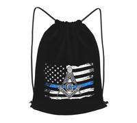 Sac À Dos À Cordon De Serrage Thin Blue Line Police Mason Masonic American Flag Gym Sacksacs De Gym Tout Âge Sac À Dos avec Cordon Léger pour Gymnastique Plage Natation