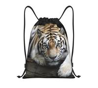 Sac À Dos À Cordon De Serrage Tiger Lie on Rock Sacs De Sport Tout Âge Sac À Dos avec Cordon Moderne pour Gymnastique Natation Plage