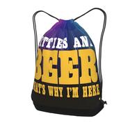 Sac À Dos À Cordon De Serrage Titties and Beer That's Why I'm Here Drawstring Bag Imperméable Sac À Dos avec Cordon Unisexe Sacs De Sport pour L'École Plage Voyage