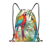 Sac À Dos À Cordon De Serrage Tropical Plants and Parrots Drawstring Bag Unisexe Gym Sacksacs De Gym Tout Âge pour Plage Gymnastique L'École