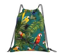 Sac À Dos À Cordon De Serrage Tropical Plants and Parrots Print Gym Sacksacs De Gym Léger Sacs De Sport Unisexe pour Voyage Plage Natation