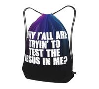 Sac À Dos À Cordon De Serrage Why Y'all are Trying to Test The Jesus in Me Drawstring Bag Imperméable Gym Sacksacs De Gym Moderne Sac À Dos avec Cordon pour Natation Gymnastique Voyage