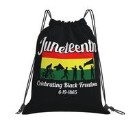 Sac À Dos À Cordon Joyeux Juneteenth, Sixième Jour Pliable Sac À Cordon Étanche Sacs À Cordon De Serrage pour Basket-Ball Plage Salle 39X46Cm