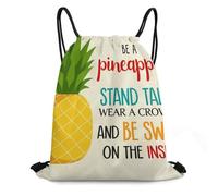 Sac À Dos À Cordon, Léger Pochette À Cordon, Sois Mignon comme Un Ananas, Multifonctionnel Sac De Yoga pour Femme, Gym, Plage, 36X42cm