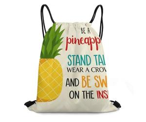 Sac À Dos À Cordon, Léger Pochette À Cordon, Sois Mignon comme Un Ananas, Multifonctionnel Sac De Yoga pour Femme, Gym, Plage, 36X42cm