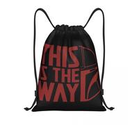 Sac à dos à cordon personnalise Mandalorians This Is The Way pour femmes et hommes, sac de sport léger pour le yoga Noir