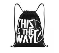 Sac à dos à cordon personnalise Mandalorians This Is The Way pour femmes et hommes, sac de sport léger pour le yoga Noir