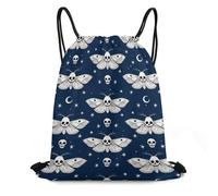 Sac À Dos À Cordon, Premium Sacs De Sport À Cordon, Occultisme Gothique Papillon Mort Crâne Lune, Pratique Sac De Sports pour Femme, Voyage, Plage, 36X42cm