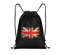 Sac À Dos À Cordon Union Jack Pliable Sac De Sports avec Cordon De Serrage Étanche Sacs De Sport avec Cordon pour Basket-Ball École Vacances 39X46Cm