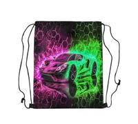 Sac À Dos À Cordon Voiture De Course Roses Verte Imperméable Sac Cordon De Sport Pliable Drawstring Bag pour Compartiment pour Balles Surf Volleyball